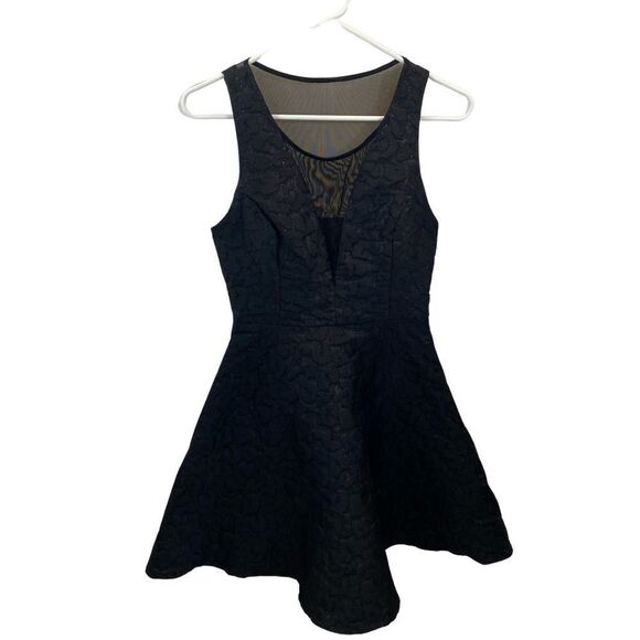 Homemade Black Fit and Flare V Neck and Back Midi Length Party Dress Size 2 - Picture 3 of 16